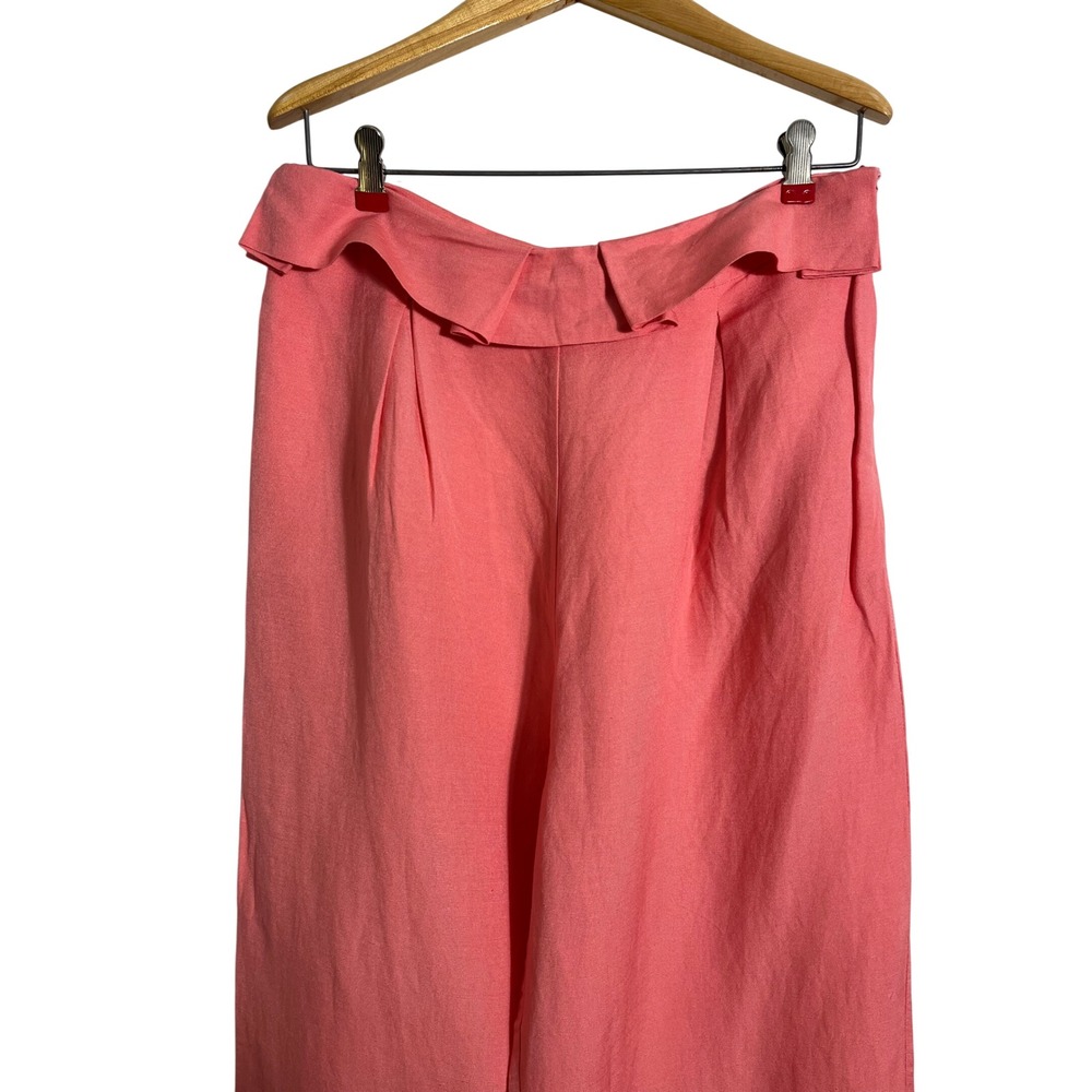 CULT GAIA High Waist Linen Cropped Wide Leg Pant in Magnolia - Picture 5 of 12